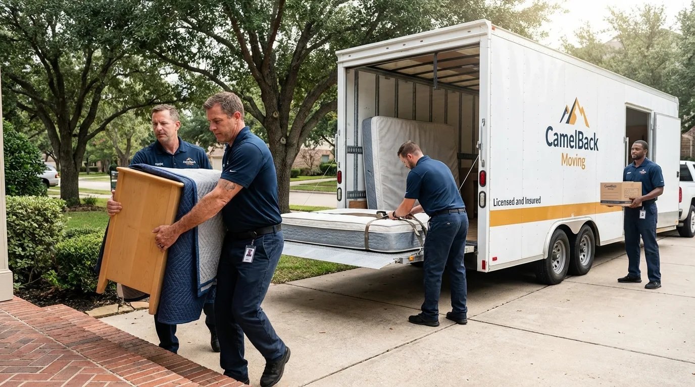 Crew loading residential truck for cross-state move from Petal, MS
