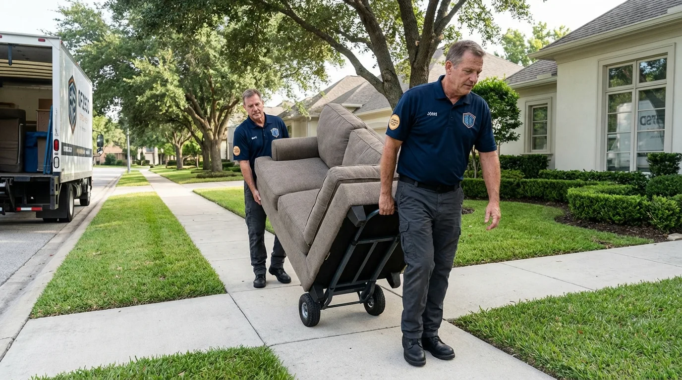 Local residential moving crew loading furniture in Petal, MS