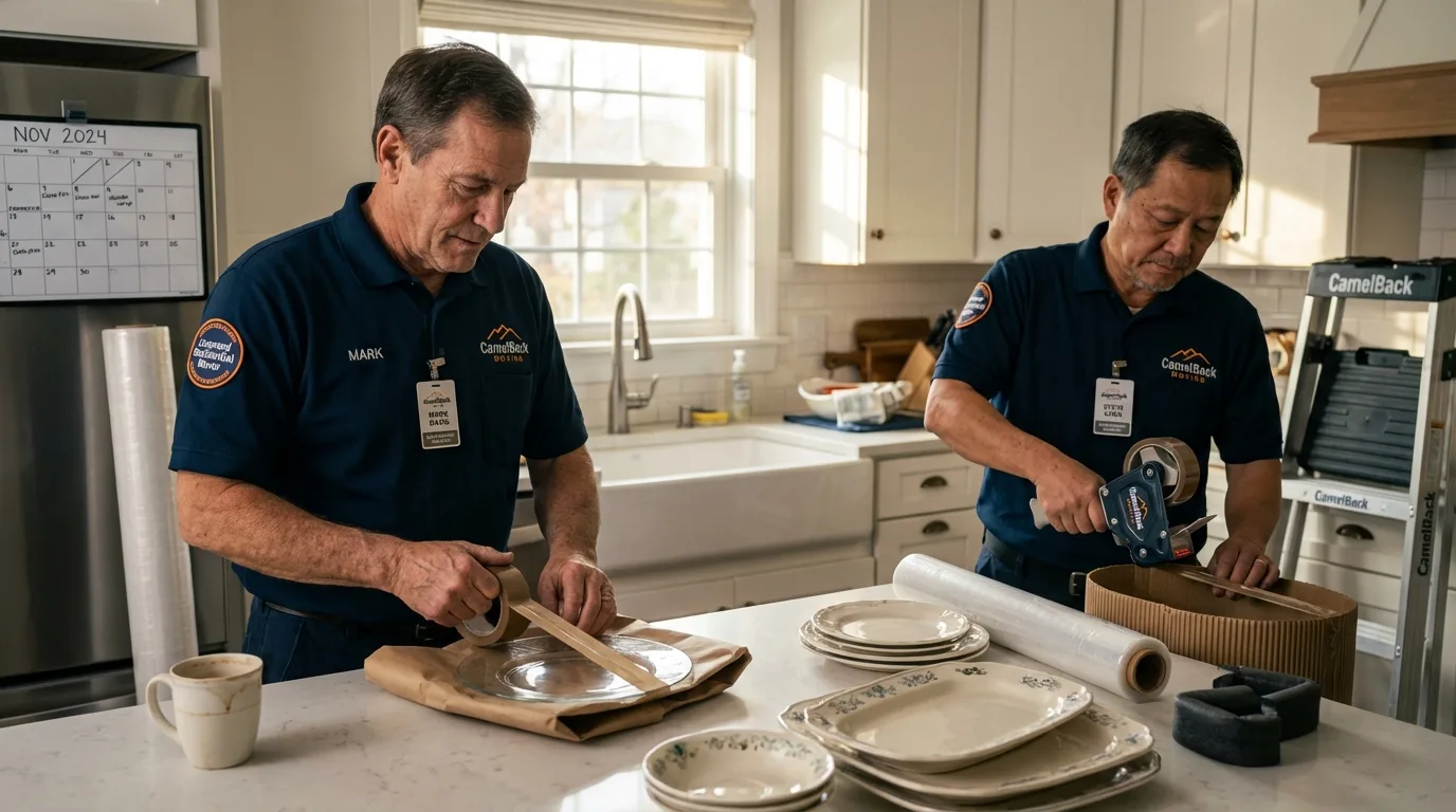 Professional crew packing kitchen dishware in Petal, MS